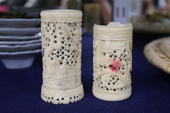 A group of Chinese and Japanese ivory and bone carvings, 19th century